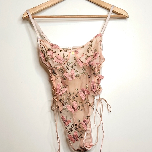 Aurelia Intimates Floral Embroidered Sheer Bodysuit - Picture 3 of 6